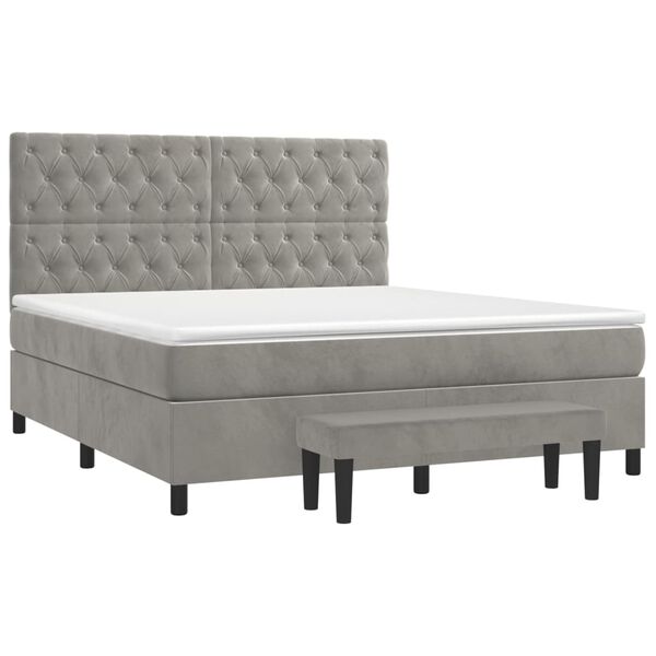 vidaXL Sommier &agrave; lattes de lit et matelas Gris clair 160x200cm Velours