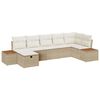 vidaXL Ensemble de canap&eacute; de jardin avec coussin 7 pcs Beige polyrotin