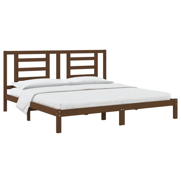 vidaXL Cadre de lit sans matelas marron miel 200x200cm bois pin massif