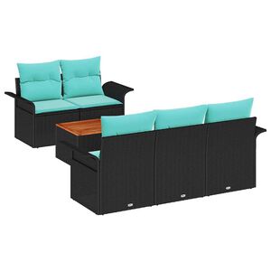 vidaXL Ensemble de canap&eacute; de jardin 6 pcs Noir et turquoise polyrotin