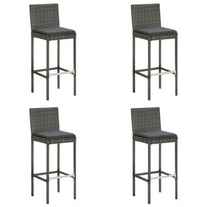 vidaXL Tabourets de bar de jardin et coussins lot de 4 r&eacute;sine tress&eacute;e
