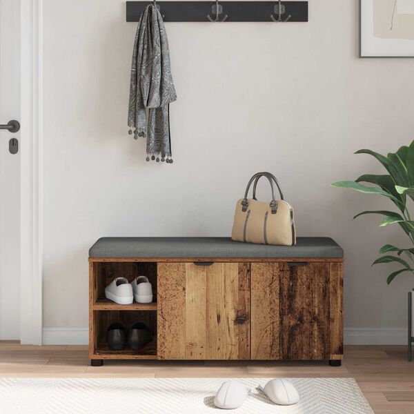 vidaXL Banc d'entr&eacute;e avec coussin Bois ancien 100 x 38 x 46 cm