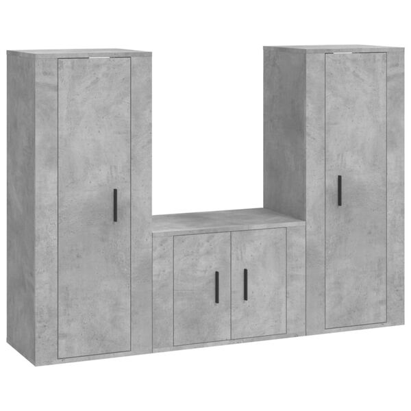 vidaXL Ensemble de meubles TV 3 pcs Gris b&eacute;ton Bois d'ing&eacute;nierie