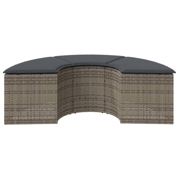 vidaXL Tabouret de jardin avec coussin gris r&eacute;sine tress&eacute;e