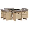 vidaXL Ensemble &agrave; manger de jardin et coussins 9 pcs m&eacute;lange beige