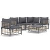 vidaXL Salon de jardin 6 pcs avec coussins anthracite r&eacute;sine tress&eacute;e