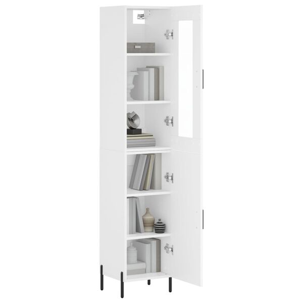 vidaXL Buffet haut Blanc 34,5x34x180 cm Bois d'ing&eacute;nierie