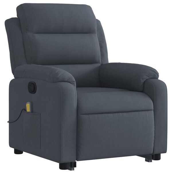 vidaXL Fauteuil de massage inclinable Gris fonc&eacute; Velours
