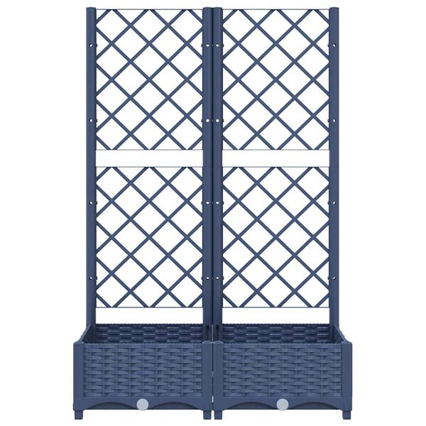 vidaXL Jardini&egrave;re de jardin avec treillis Bleu Gris 80x40x121,5 cm PP