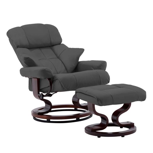 vidaXL Fauteuil inclinable avec repose-pied similicuir et bois courb&eacute;