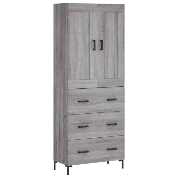 vidaXL Buffet haut Sonoma gris 69,5x34x180 cm Bois d'ingénierie