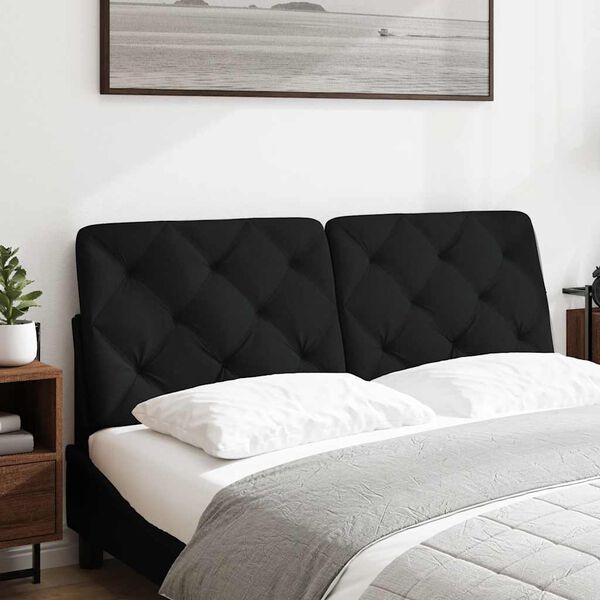 vidaXL Coussin de t&ecirc;te de lit noir 140 cm tissu