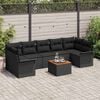 vidaXL Ensemble de canap&eacute; de jardin avec coussin 8 pcs Noir polyrotin