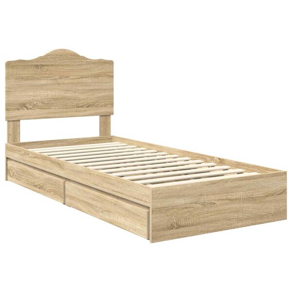 vidaXL Lit de Rangement Ch&ecirc;ne Sonoma 90 x 200 cm Bois d'ing&eacute;nierie