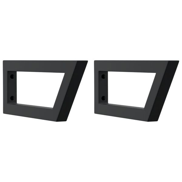 vidaXL Supports d'étagères pour lavabo 2 pcs noir trapèze acier
