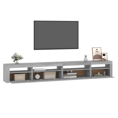vidaXL Meuble TV avec lumières LED Sonoma gris 270x35x40 cm
