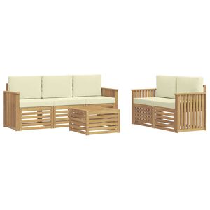 vidaXL Ensemble de canap&eacute;s d'ext&eacute;rieur 6 pc Blanc et cr&egrave;me Polyester