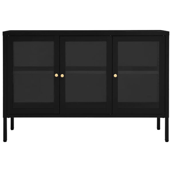 vidaXL Buffet Noir 105x35x70 cm Acier et verre