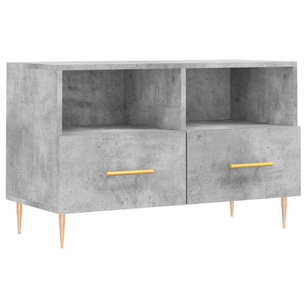 vidaXL Meuble TV Gris b&eacute;ton 80x36x50 cm Bois d'ing&eacute;nierie