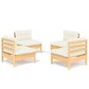 vidaXL Salon de jardin 4 pcs avec coussins cr&egrave;me Bois de pin