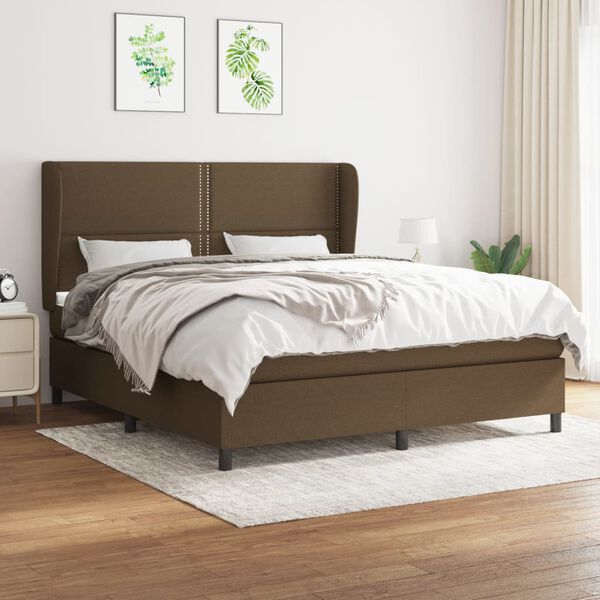 vidaXL Sommier &agrave; lattes de lit avec matelas Marron fonc&eacute; 180x200 cm