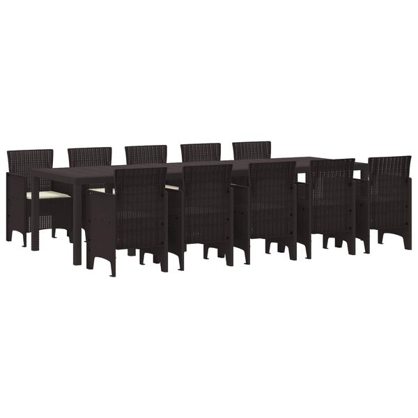 vidaXL Ensemble de salle à manger pour jardin 11 pcs Marron et Crème