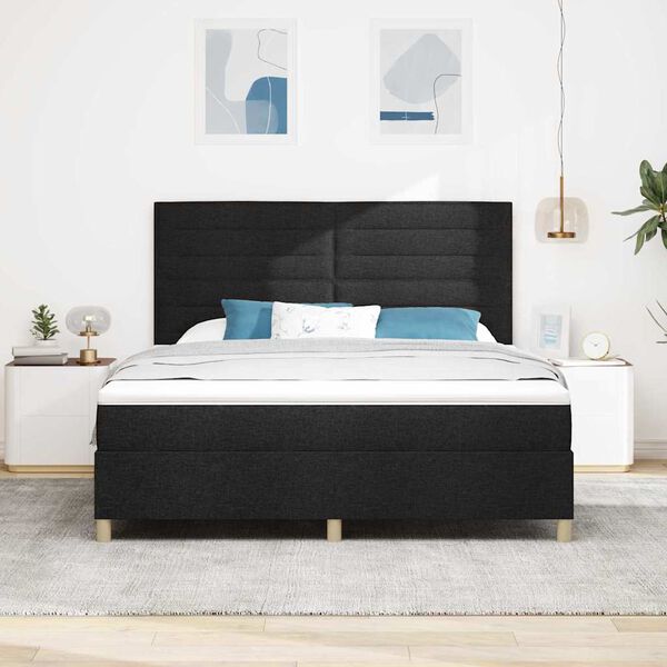 vidaXL Lit &agrave; ressorts avec matelas Noir 180 x 200 cm tissu