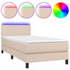 vidaXL Sommier &agrave; lattes de lit avec matelas et LED Cappuccino 90x200cm