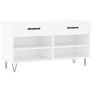 vidaXL Banc &agrave; chaussures blanc 102x35x55 cm bois d'ing&eacute;nierie