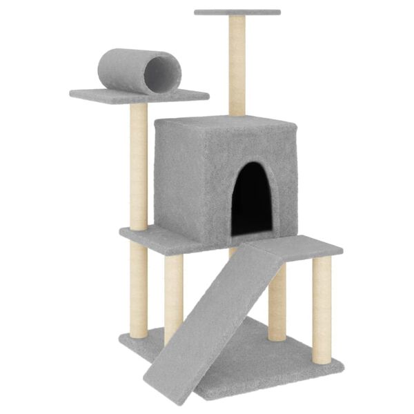 vidaXL Arbre &agrave; chat avec griffoirs en sisal gris clair 110,5 cm