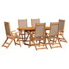 vidaXL Ensemble &agrave; Manger de jardin 7pcs bois d'acacia solide textil&egrave;ne