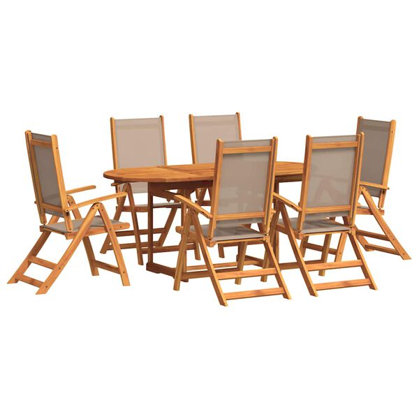vidaXL Ensemble &agrave; Manger de jardin 7pcs bois d'acacia solide textil&egrave;ne
