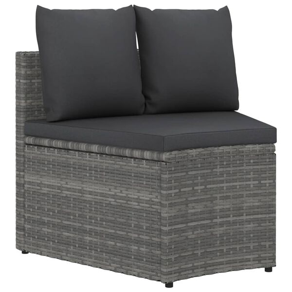vidaXL Salon de jardin 5 pcs avec coussins R&eacute;sine tress&eacute;e Gris