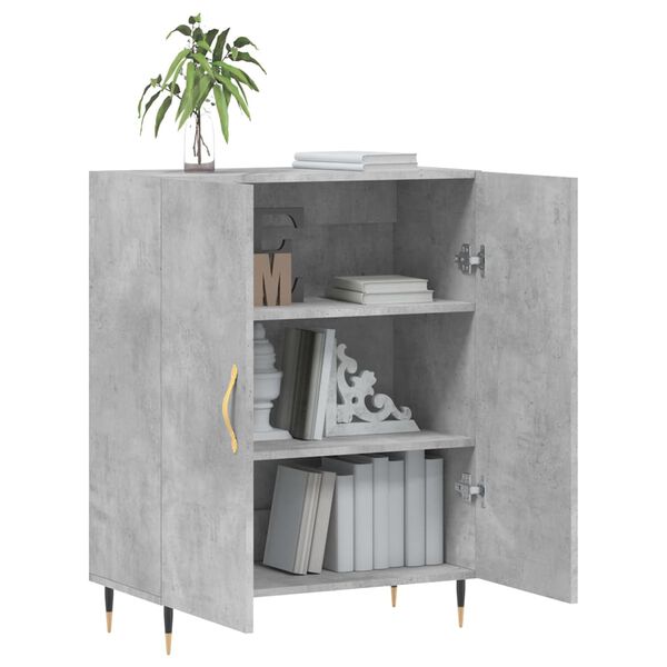 vidaXL Buffet gris b&eacute;ton 69,5x34x90 cm bois d'ing&eacute;nierie