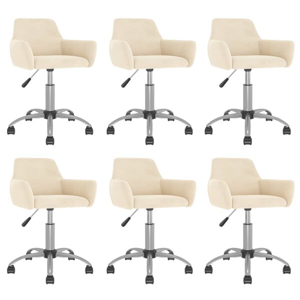 vidaXL Chaises pivotantes &agrave; manger lot de 6 Cr&egrave;me Velours