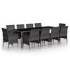 vidaXL Ensemble &agrave; manger de jardin 11 pcs r&eacute;sine tress&eacute;e gris
