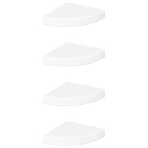 vidaXL &Eacute;tag&egrave;res d'angle flottantes 4 pi&egrave;ces Blanc brillant 25 x 25 x 3,8 cm MDF