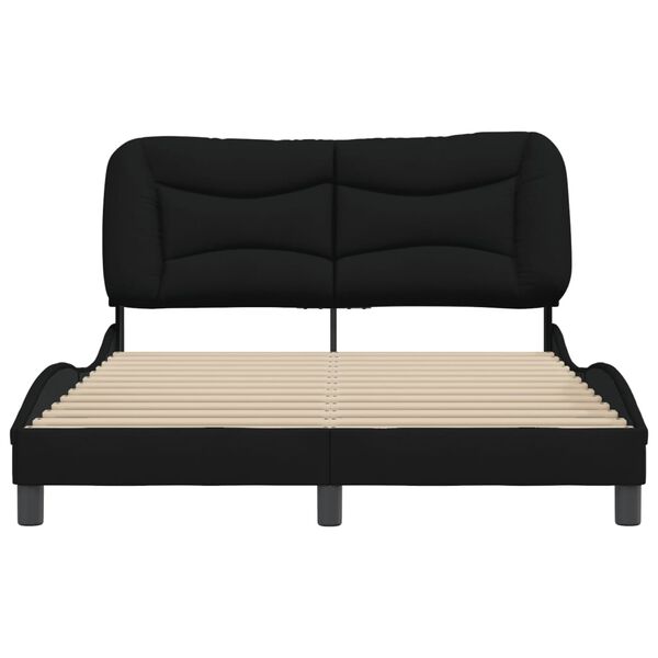 vidaXL Cadre de lit sans matelas Hvar noir 140x190 cm tissu