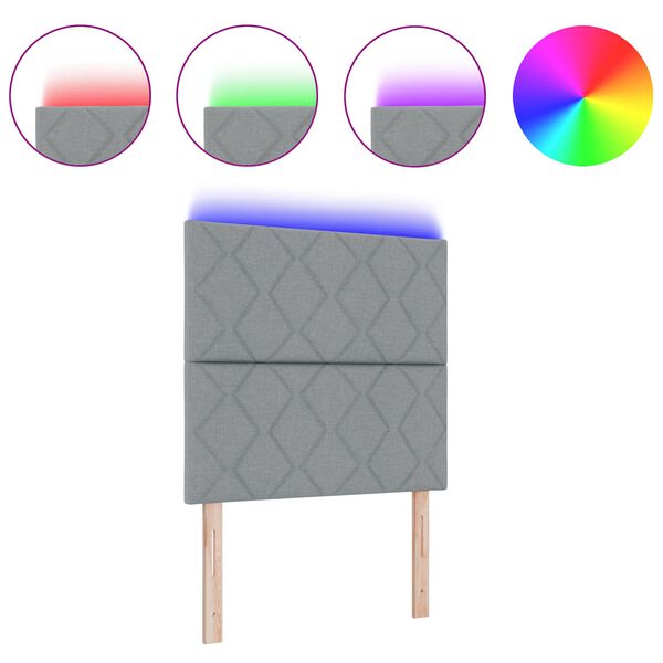 vidaXL Tête de lit avec des lumières à LED Gris clair 100 cm tissu