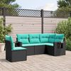vidaXL Salon de jardin 5 pcs avec coussins noir r&eacute;sine tress&eacute;e