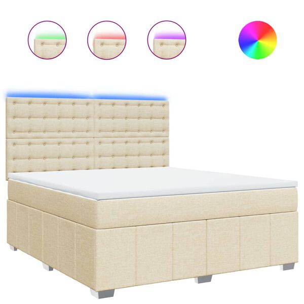 vidaXL Sommier &agrave; lattes de lit avec matelas Cr&egrave;me 180x200 cm Tissu