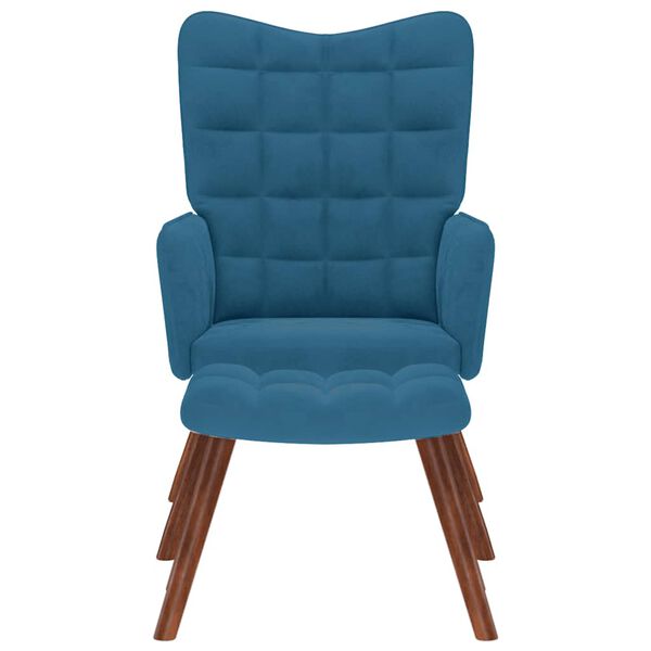 vidaXL Chaise de relaxation avec tabouret Bleu Velours