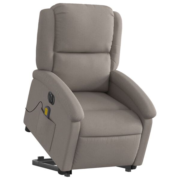 vidaXL Fauteuil inclinable de massage électrique Taupe Tissu