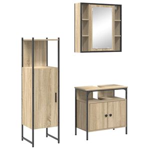 vidaXL Ensemble de mobilier de salle de bain avec &eacute;tag&egrave;re 3 pcs Marron