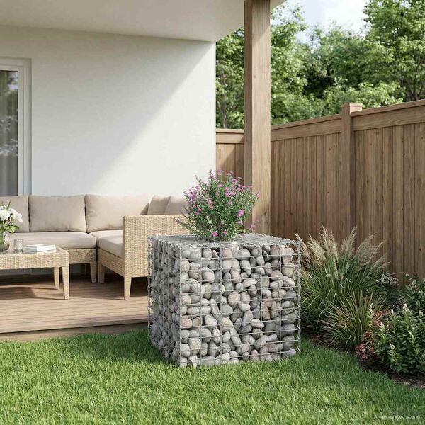 vidaXL Lit sur&eacute;lev&eacute; gabion Argent&eacute; 60 x 60 x 55 cm Acier galvanis&eacute;
