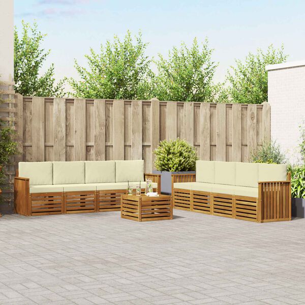 vidaXL Ensembles de canap&eacute;s avec coussin 9 pcs Naturel et Cr&egrave;me