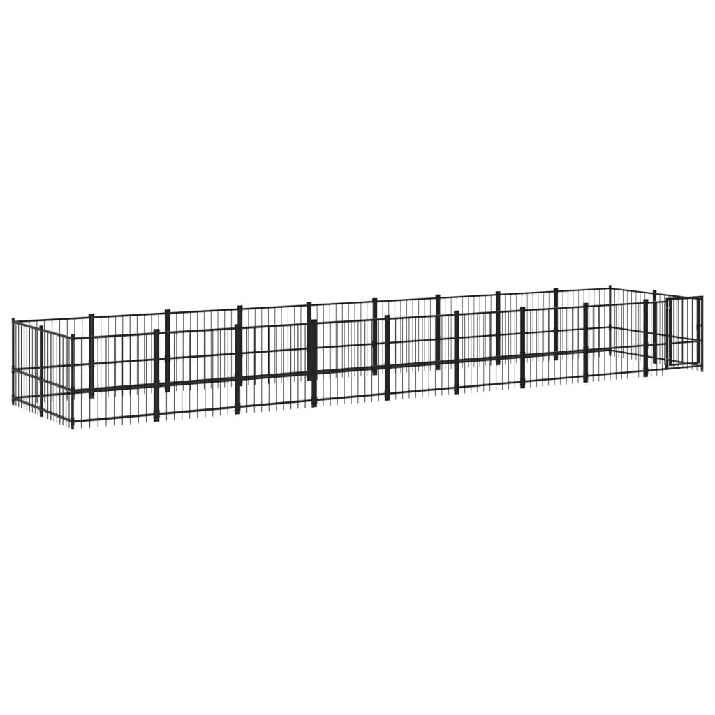vidaXL Chenil d'extérieur pour chiens Acier 16,89 m²