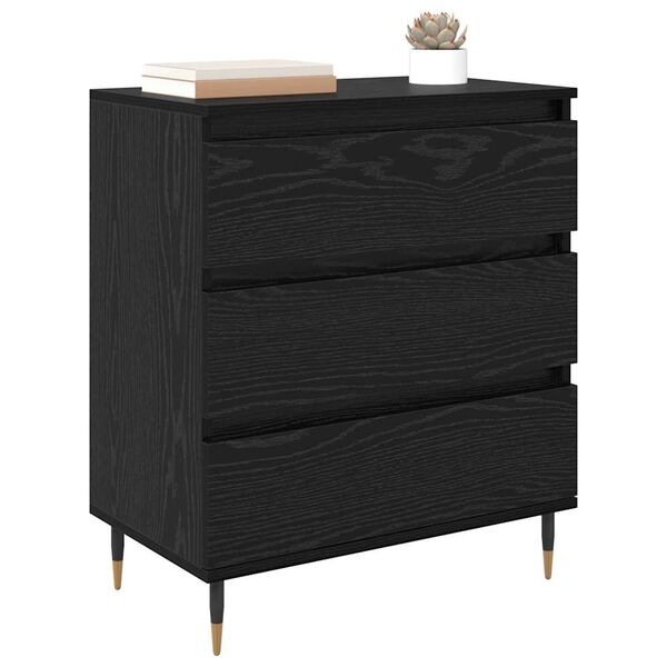 vidaXL Buffet avec tiroir Ch&ecirc;ne noir 60 x 35 x 70 cm Bois d'ing&eacute;nierie