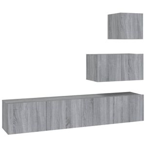 vidaXL Ensemble de meubles TV 4 pcs Sonoma gris Bois d'ing&eacute;nierie