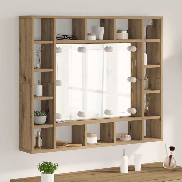 vidaXL Armoire Miroir avec &eacute;tag&egrave;re Ch&ecirc;ne artisanal 91 x 15 x 76,5 cm